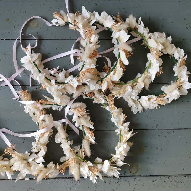 Couronne mariage fleurs séchées blanches