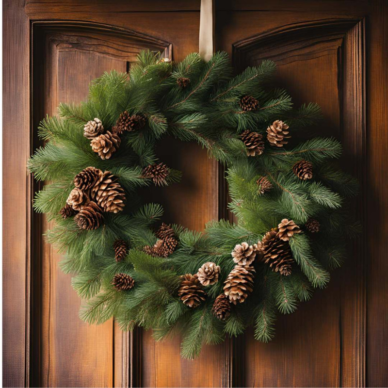 Couronne de porte de sapin pour Noël