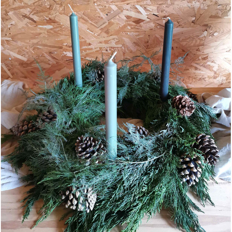 Couronne de table de noel, atelier floral