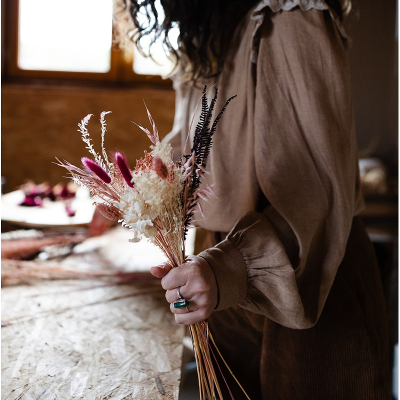 bouquet de mariée en fleurs séchées artisanal