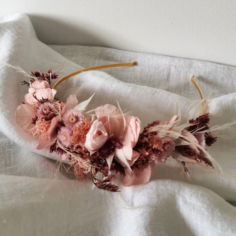 Serre tête mariage rose