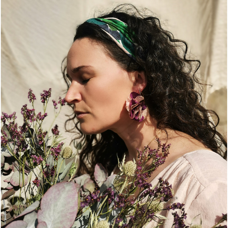 Boucles d'oreilles mariage en fleurs séchées